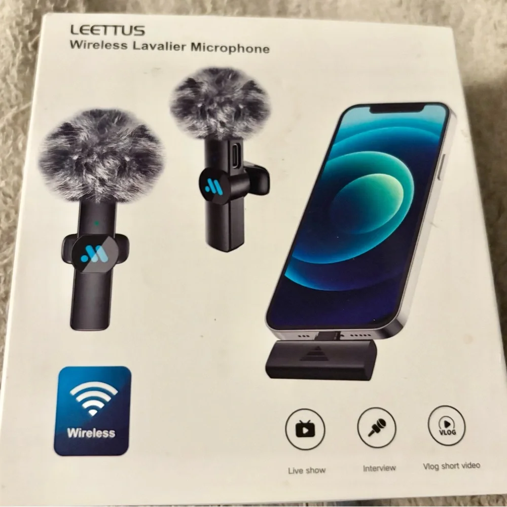 Wireless Lavalier Microphones- Black for Lighting Connectors